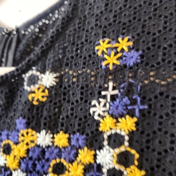 Aubin & Wills Embroidered Floral Black Dress Size 12 (UK) US size 8, 100% cotton - Picture 5 of 10